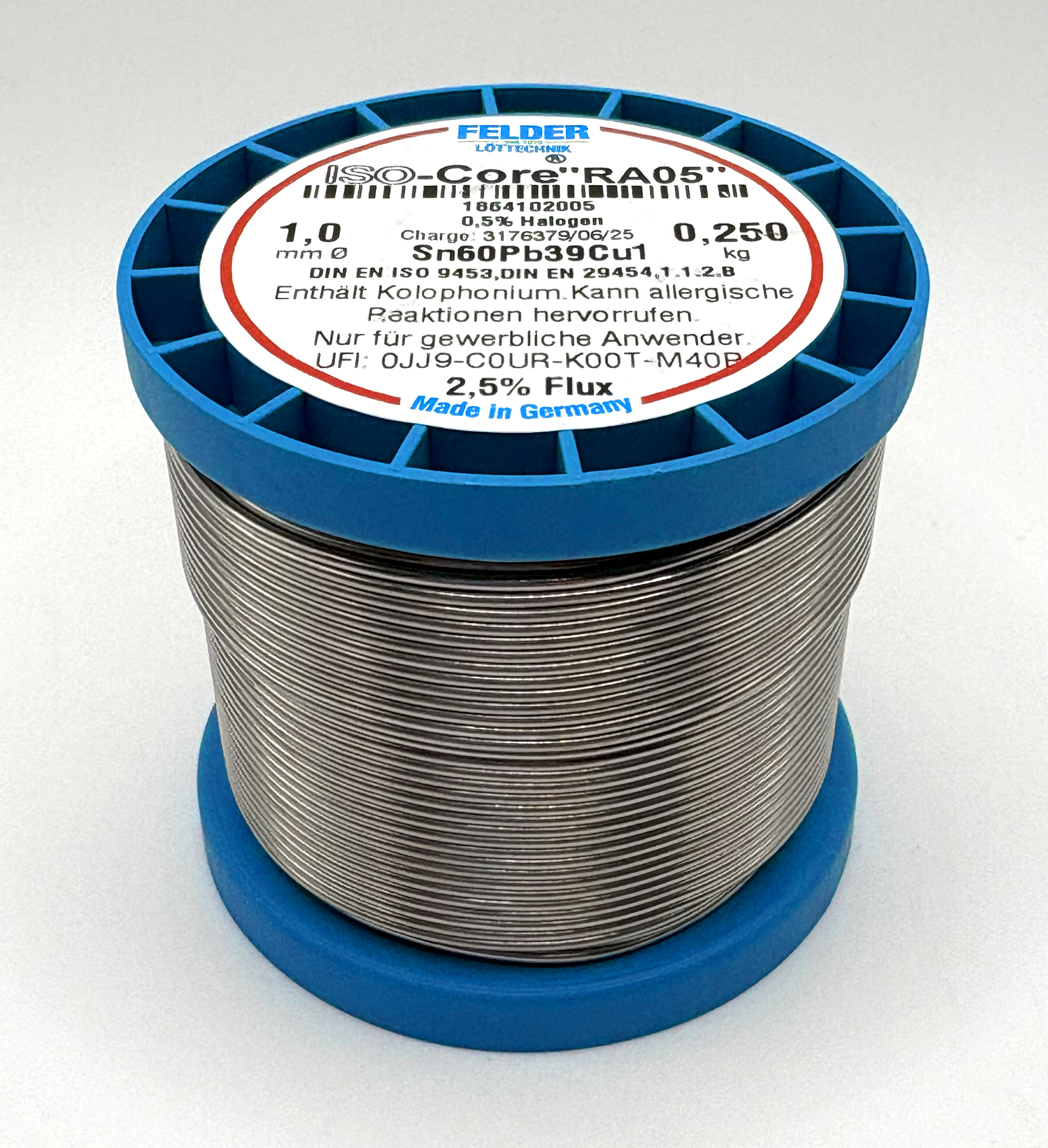 Припой Sn60Pb39Cu1 (Sn60Pb38Cu2) RA05:2,5% 1мм 250гр