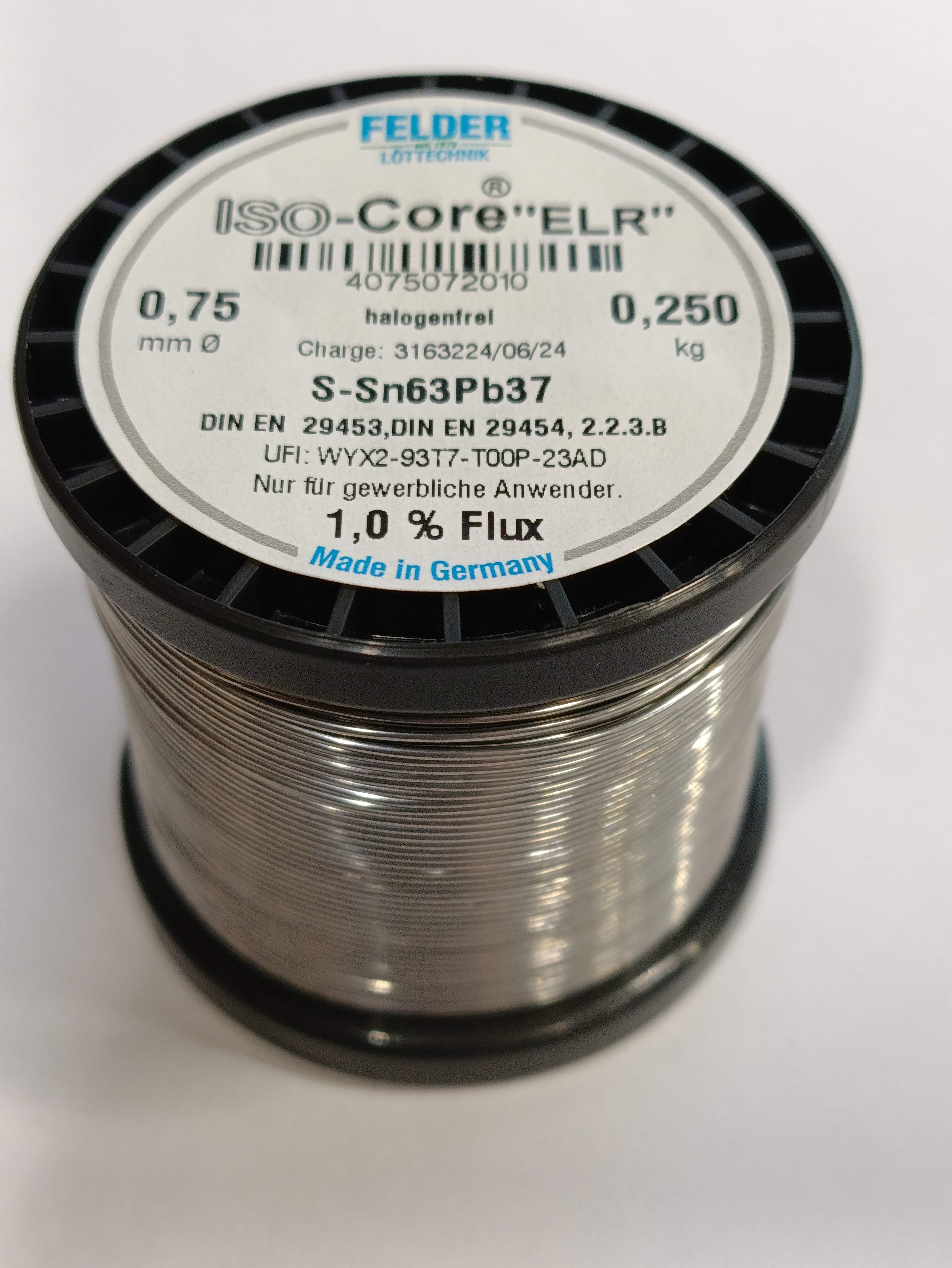 Припой Sn63Pb37 ELR:1% 0,75мм 250гр
