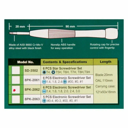 Набор отверток 8PK-2062 6шт, Pro'skit