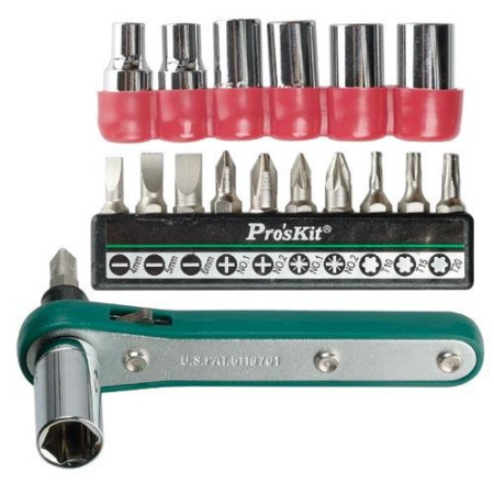 Двухсторонняя трещотка Pro'skit 1PK-202A, 17 предметов