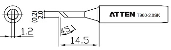 Жало паяльное T900-2.0SK ATTEN Жало паяльное T900-2.0SK ATTEN