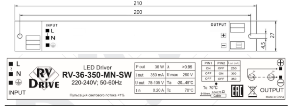 Блок питания RV-36-350-MN-SW RV-Drive