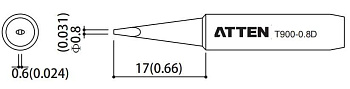 Жало паяльное T900-0.8D ATTEN Жало паяльное T900-0.8D ATTEN