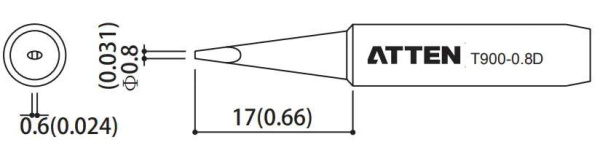 Жало паяльное T900-0.8D ATTEN Жало паяльное T900-0.8D ATTEN