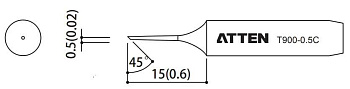 Жало паяльное T900-0.5C ATTEN Жало паяльное T900-0.5C ATTEN