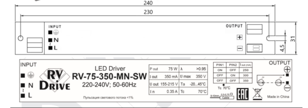 Блок питания RV-75-350-MN-SW RV-Drive