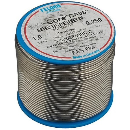 Припой Sn60Pb39Cu1 (Sn60Pb38Cu2) RA05:2,5% 1мм 250гр