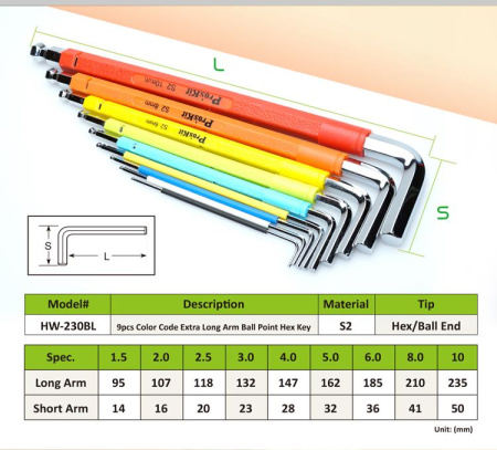 Набор шестигранных ключей HW-230BL Pro'skit, 9 предметов