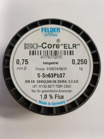 Припой Sn63Pb37 ELR:1% 0,75мм 250гр