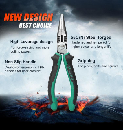 Длинногубцы 1PK-709DS (168мм), Pro'skit